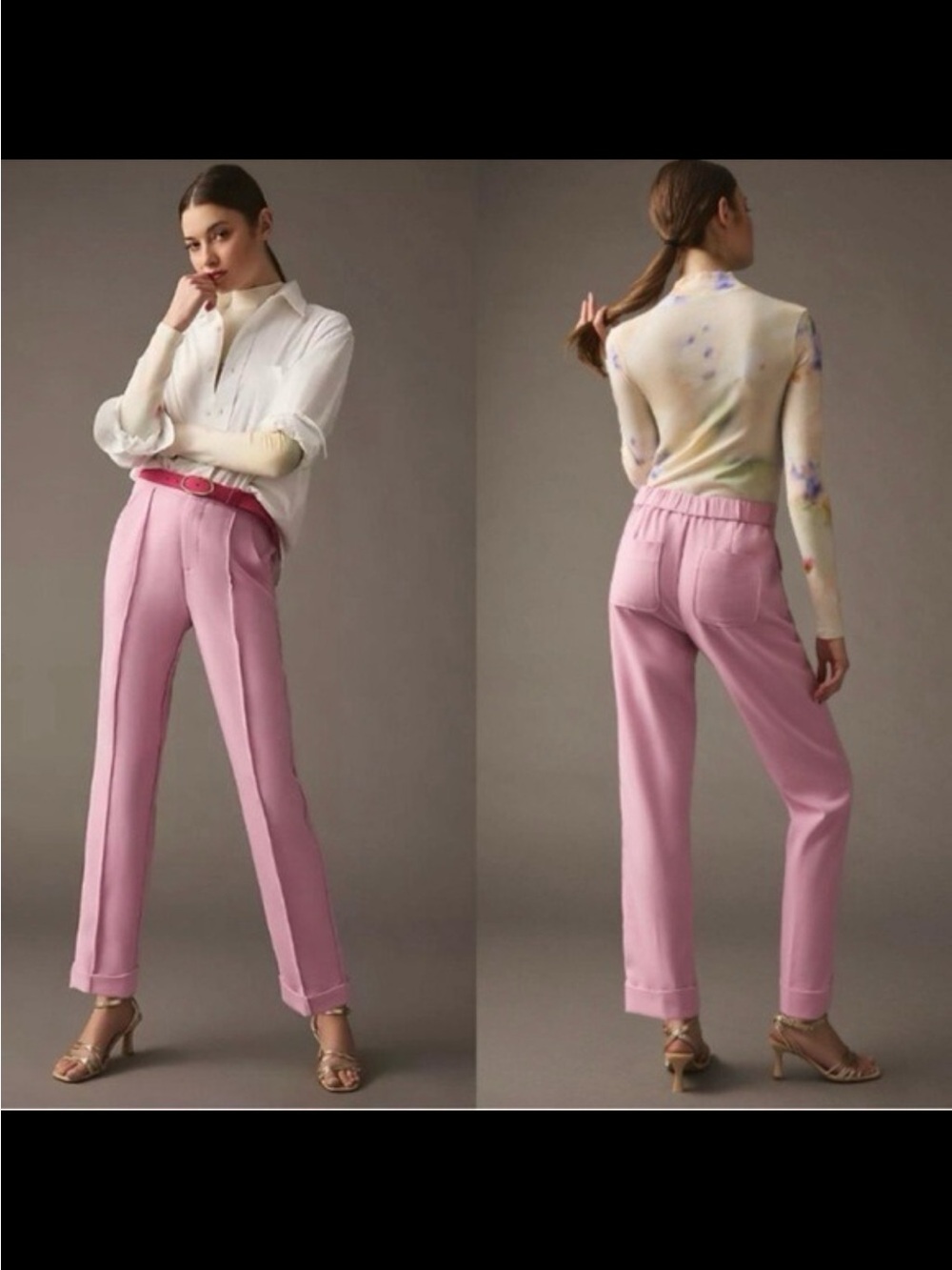 Maeve by Anthropologie Pintuck Tapered High Rise Cuffed Trousers